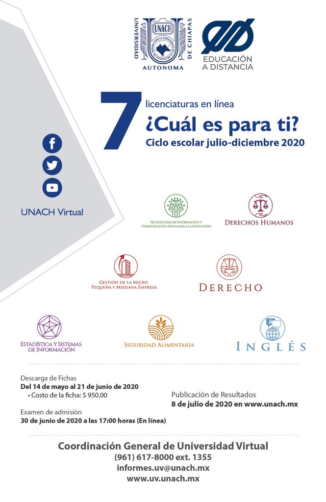 Oferta UNACH siete licenciaturas en línea para el ciclo escolar julio-diciembre 2020